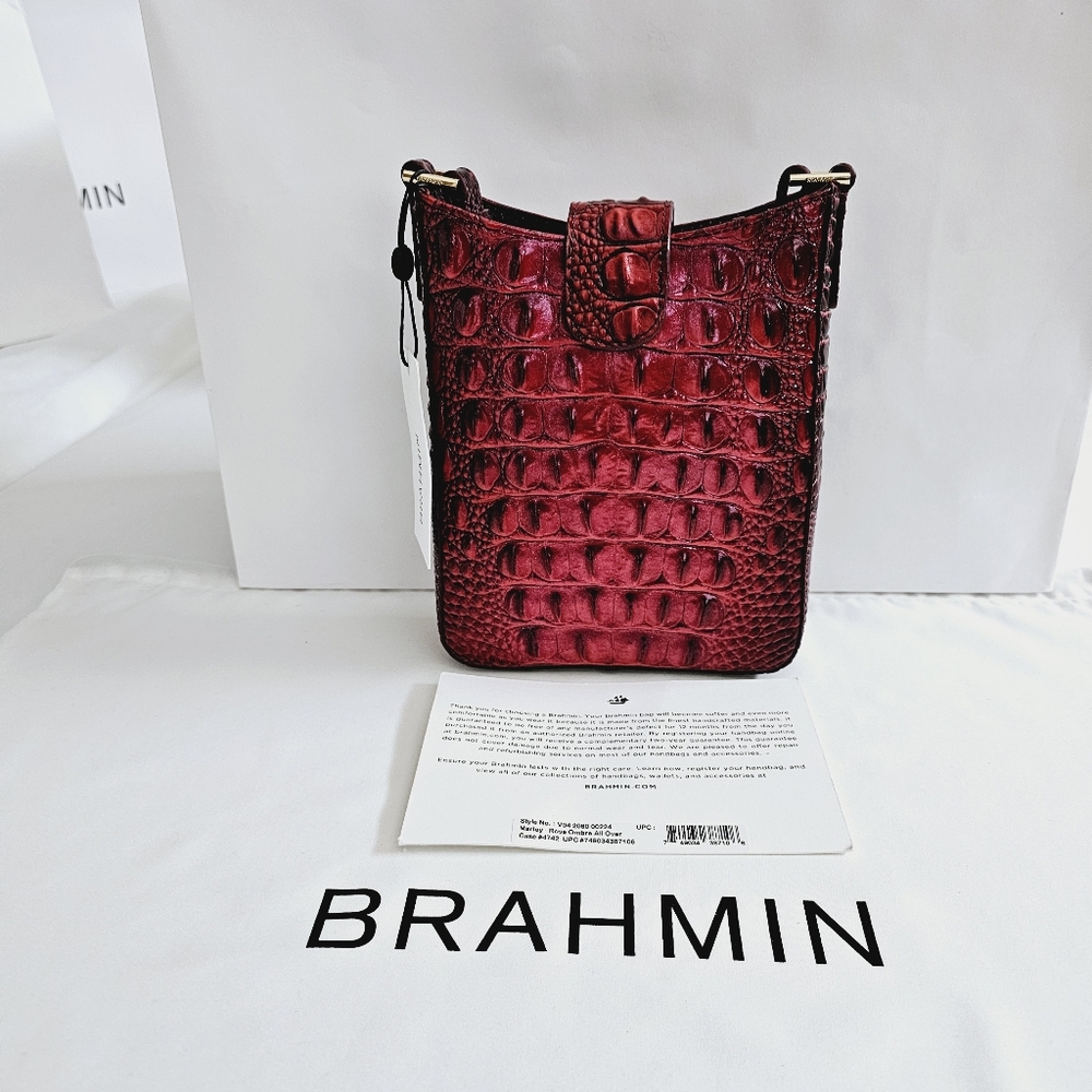 NWT Brahmin Rose Ombre All Over Marley Crossbody & Credit Card Wallet - Picture 3 of 15